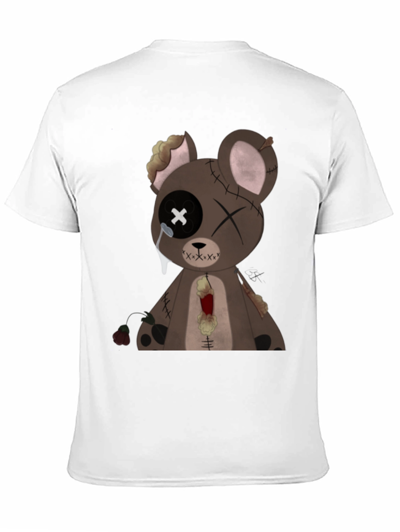 Distressed Teddy Bear Graphic Tee - Mens Black T-Shirt