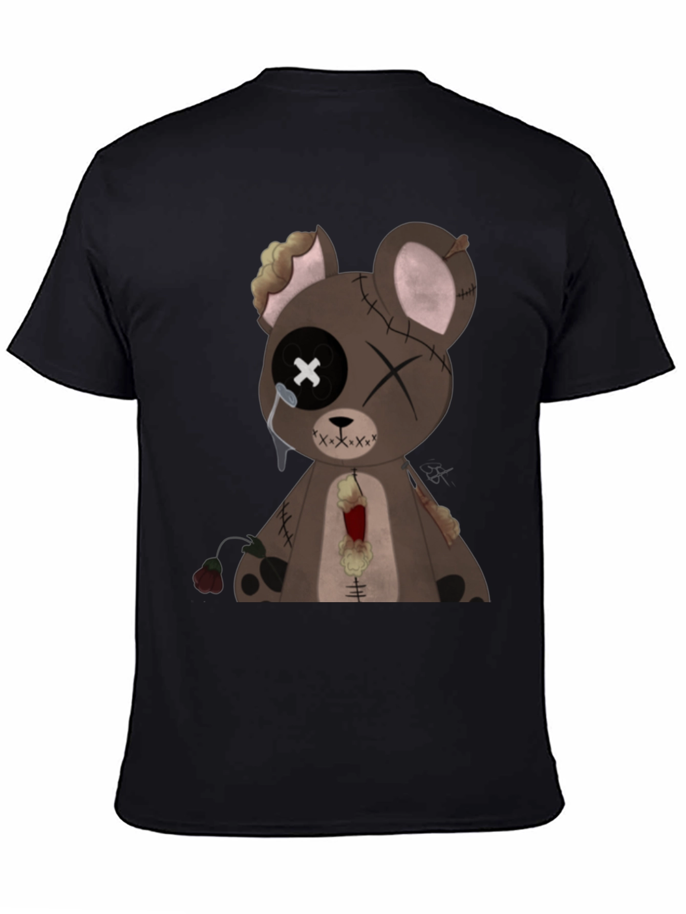 Distressed Teddy Bear Graphic Tee - Mens Black T-Shirt