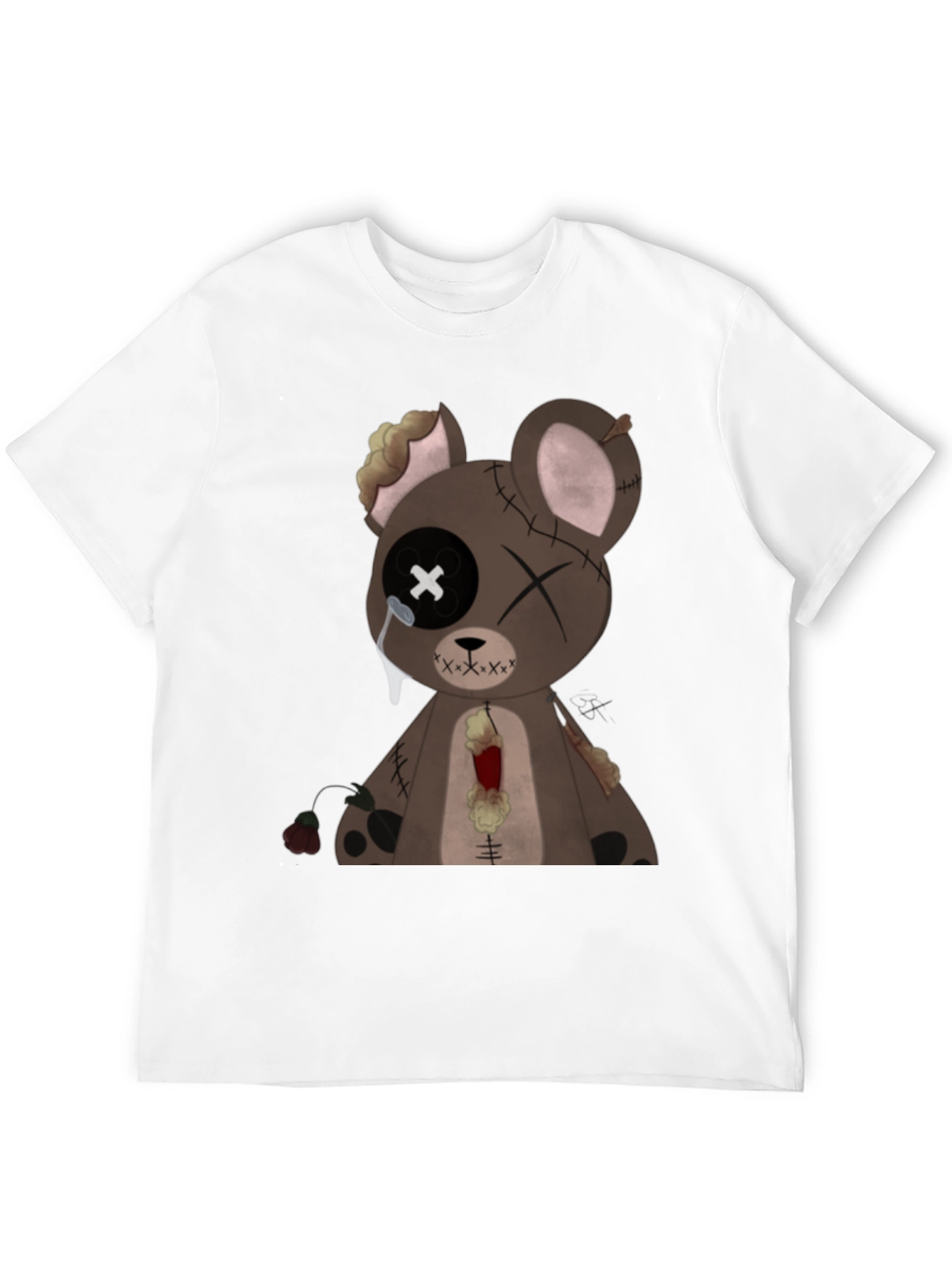 Distressed Teddy Bear Graphic Tee - Mens Black T-Shirt