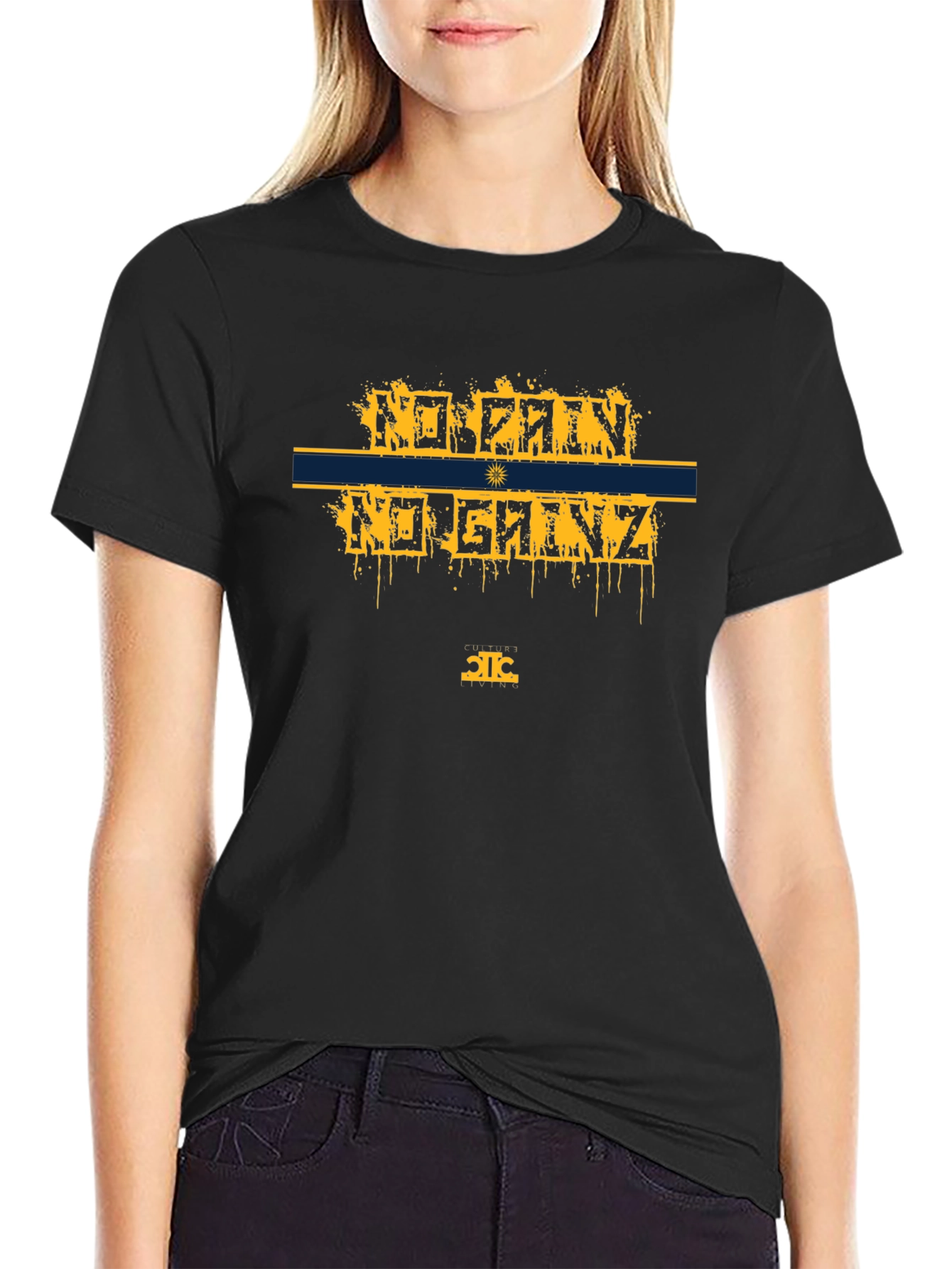 No Pain No Gainz Black Graphic T-Shirt