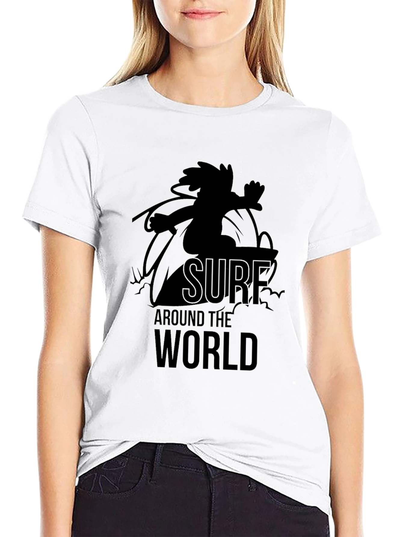 Surf Around the World Graphic Tee - Black