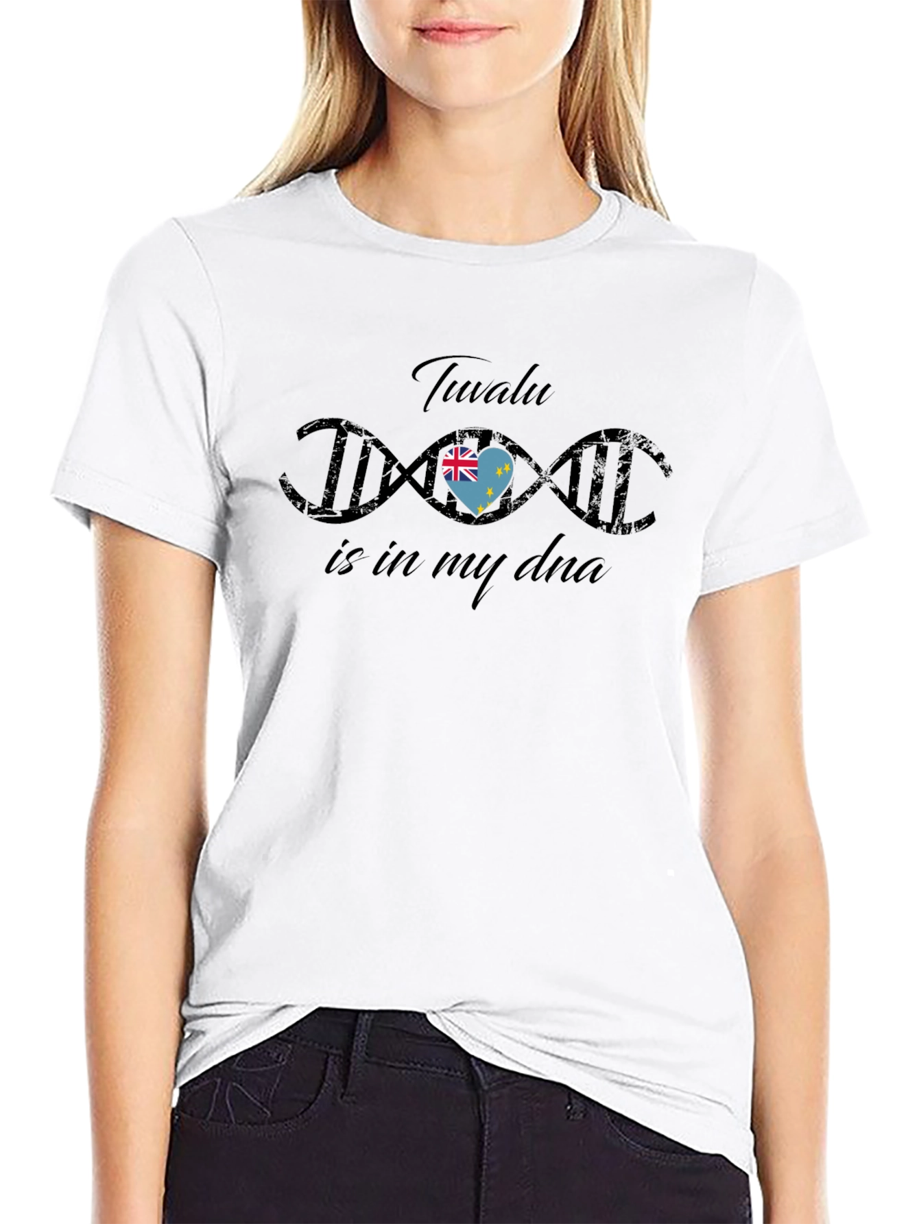 Tuvalu DNA Flag Heart T-Shirt