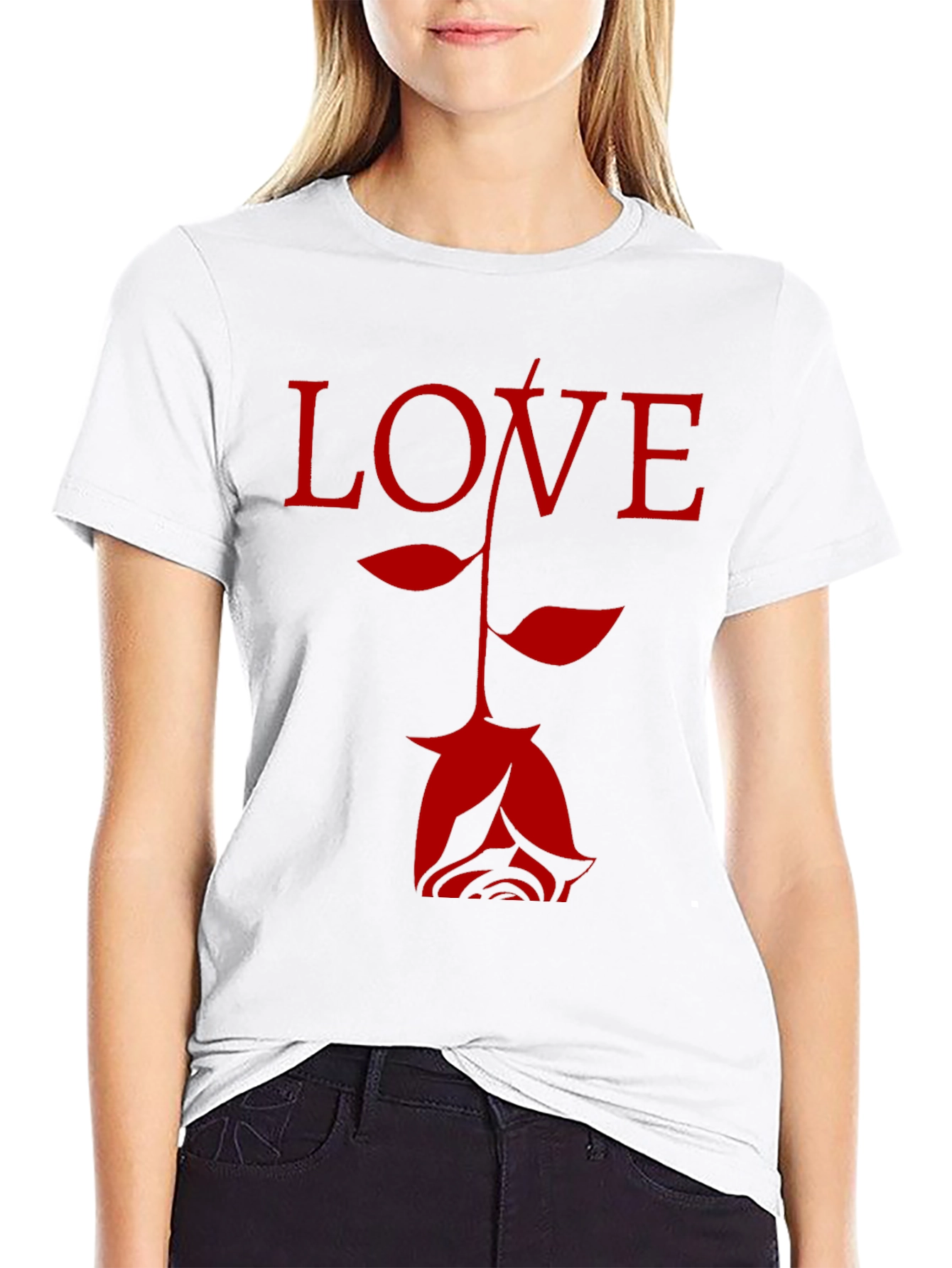 Love Rose Black Graphic T-Shirt