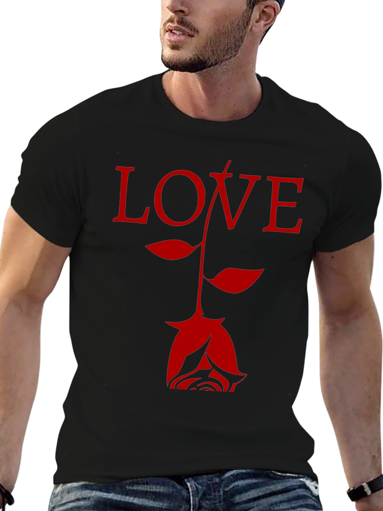 Love Rose Black Graphic T-Shirt