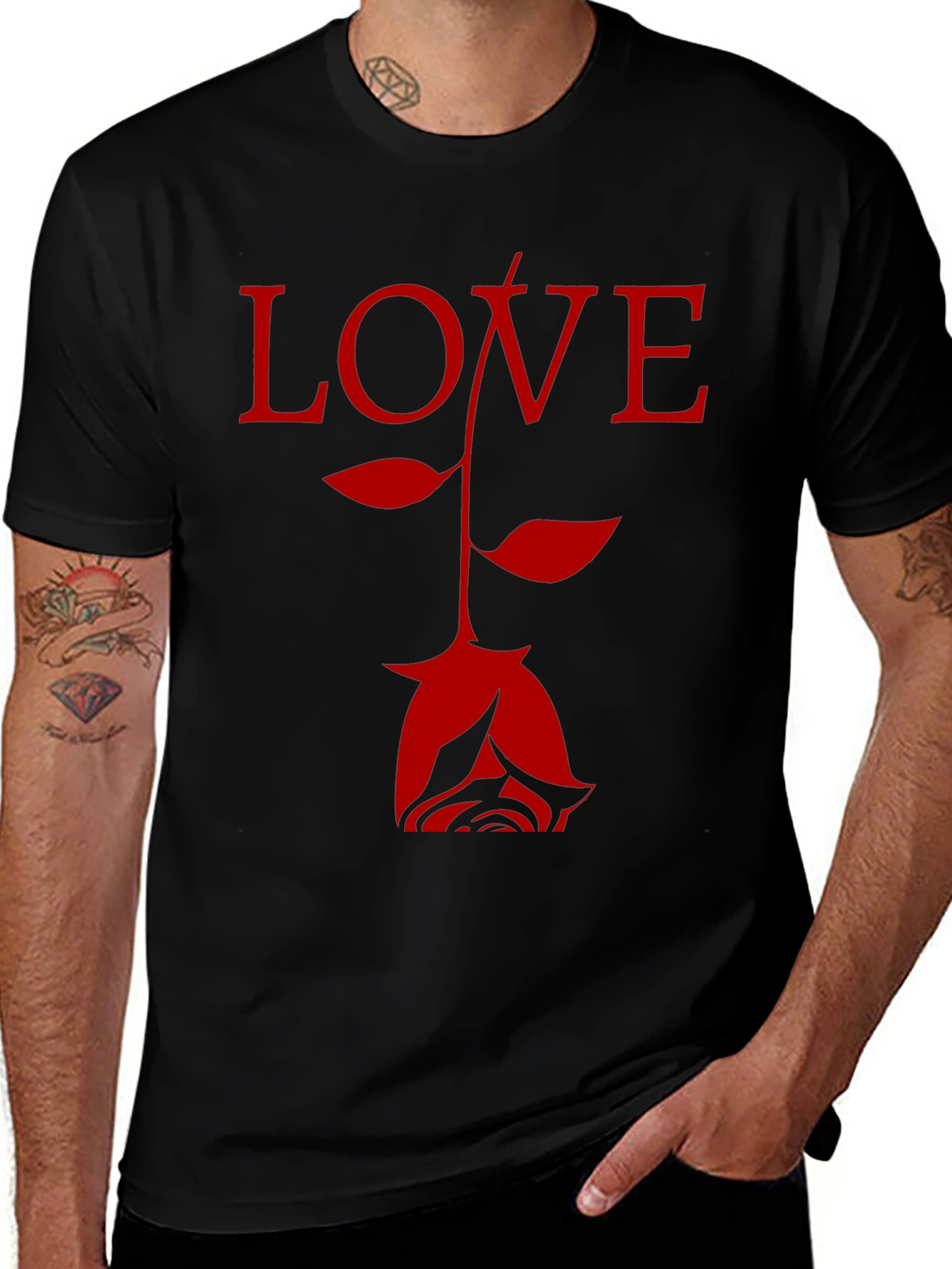 Love Rose Black Graphic T-Shirt