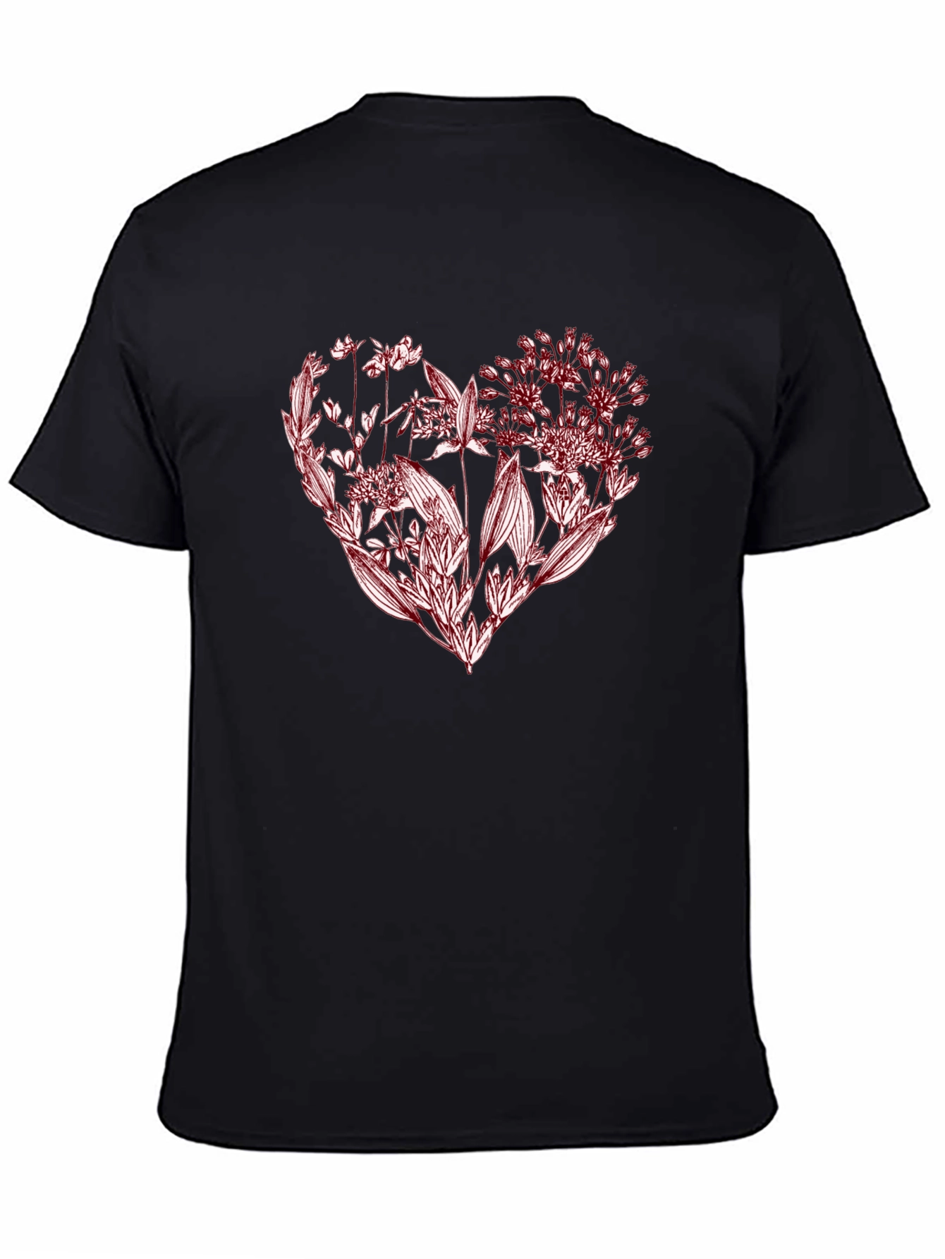Floral Heart Graphic Tee - Stylish Black T-Shirt