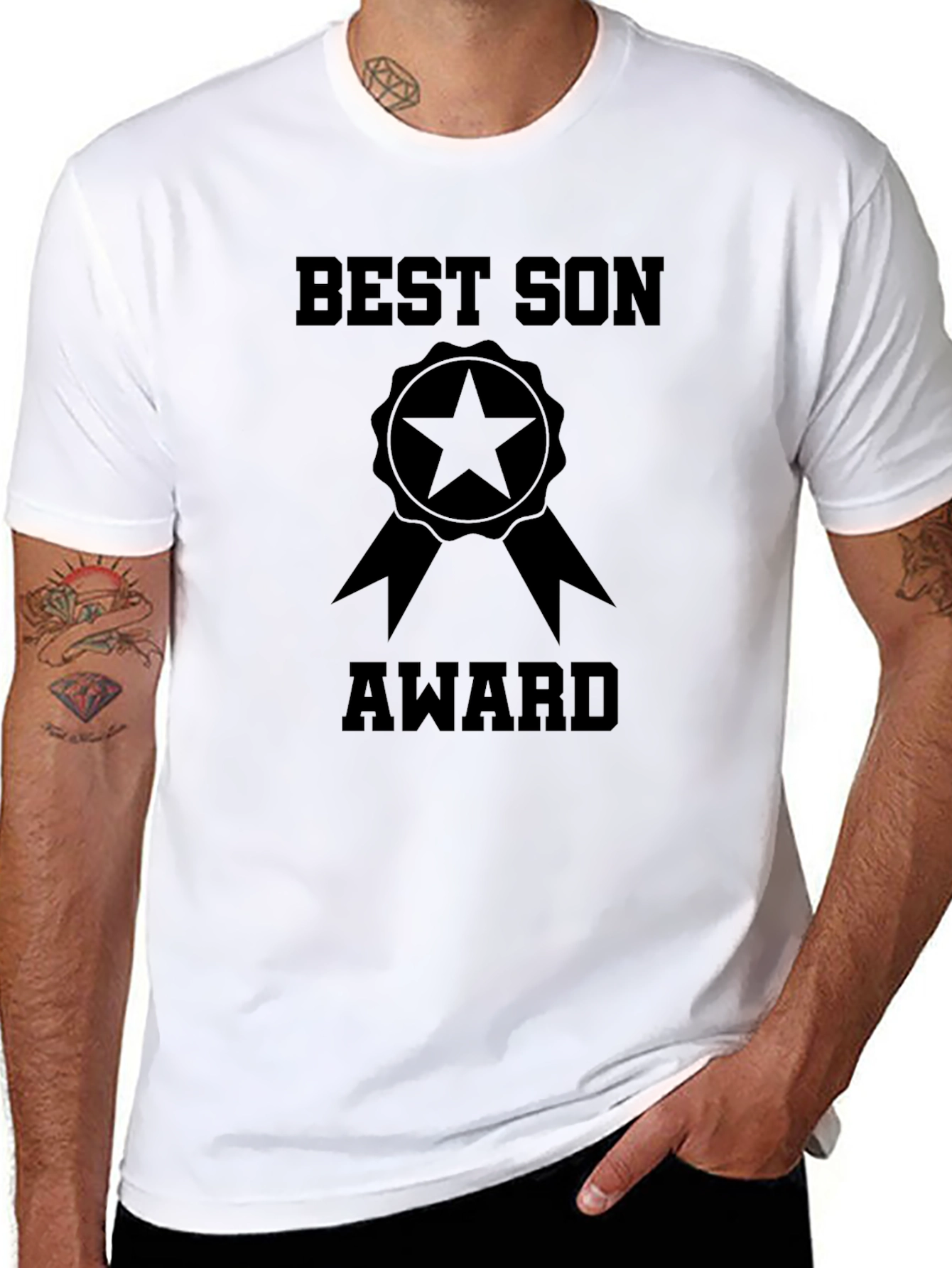 Best Son Award T-Shirt - Black Cotton Tee