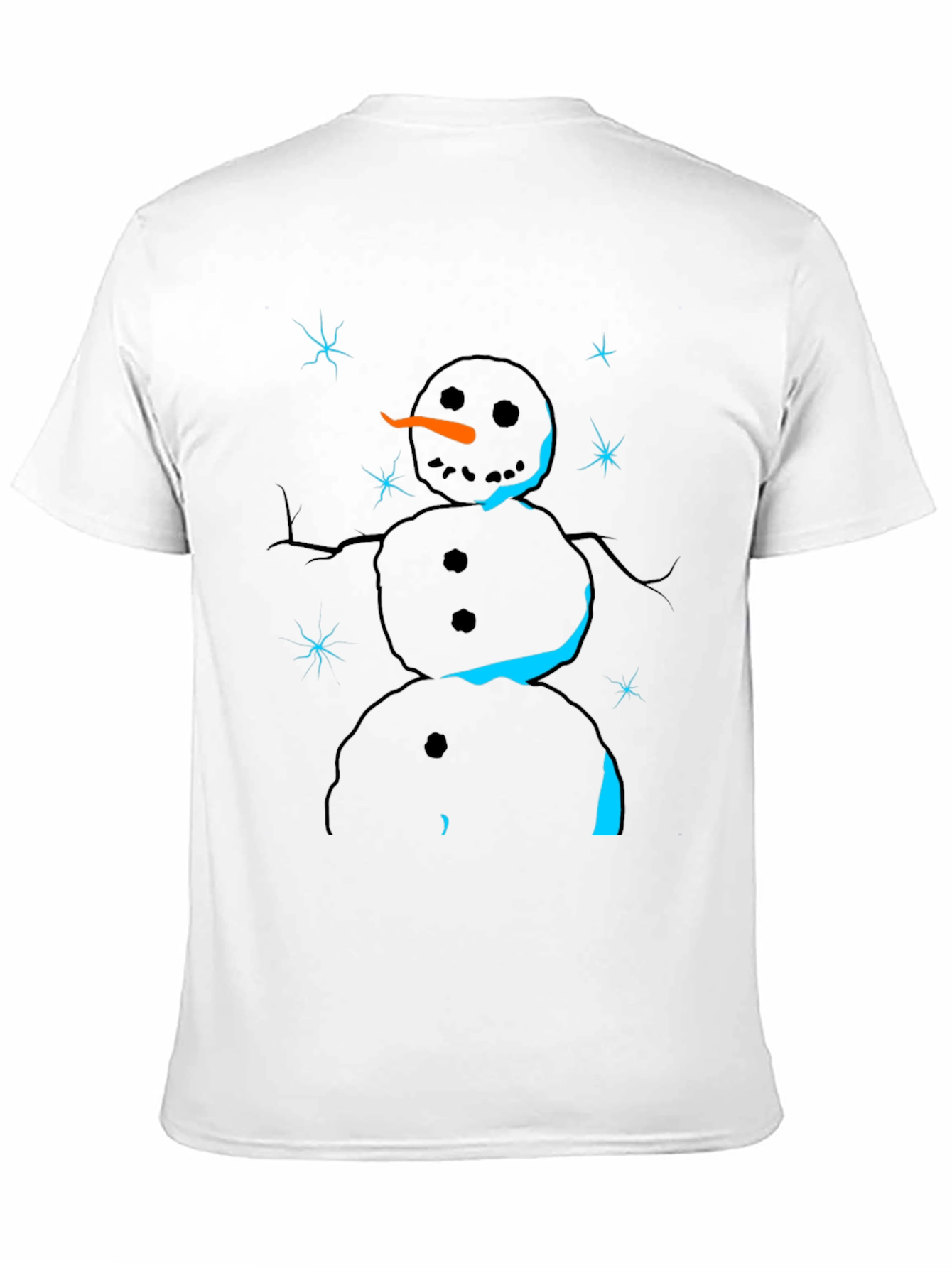 Snowman Graphic Tee - Black Cotton Holiday T-Shirt