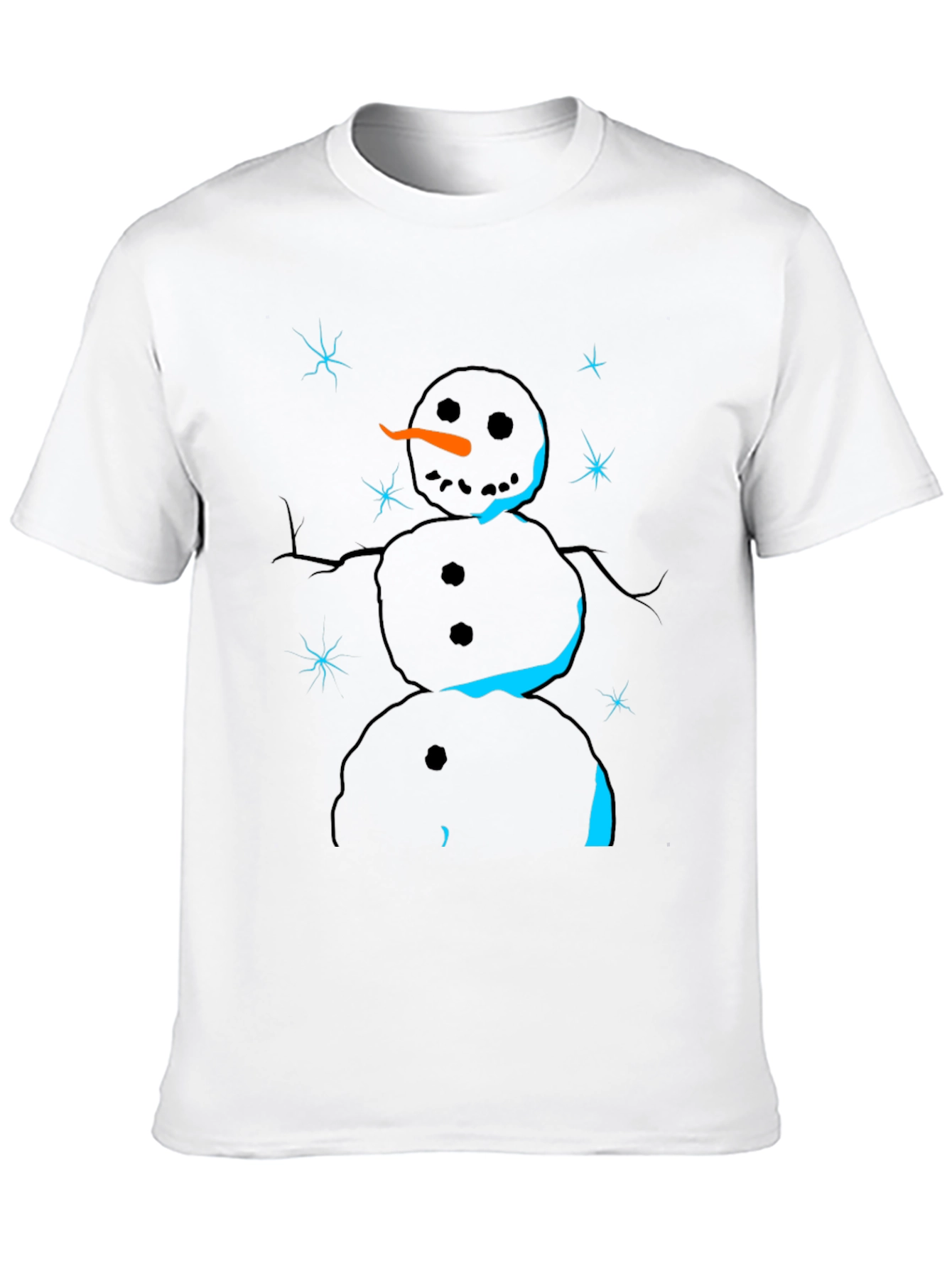 Snowman Graphic Tee - Black Cotton Holiday T-Shirt