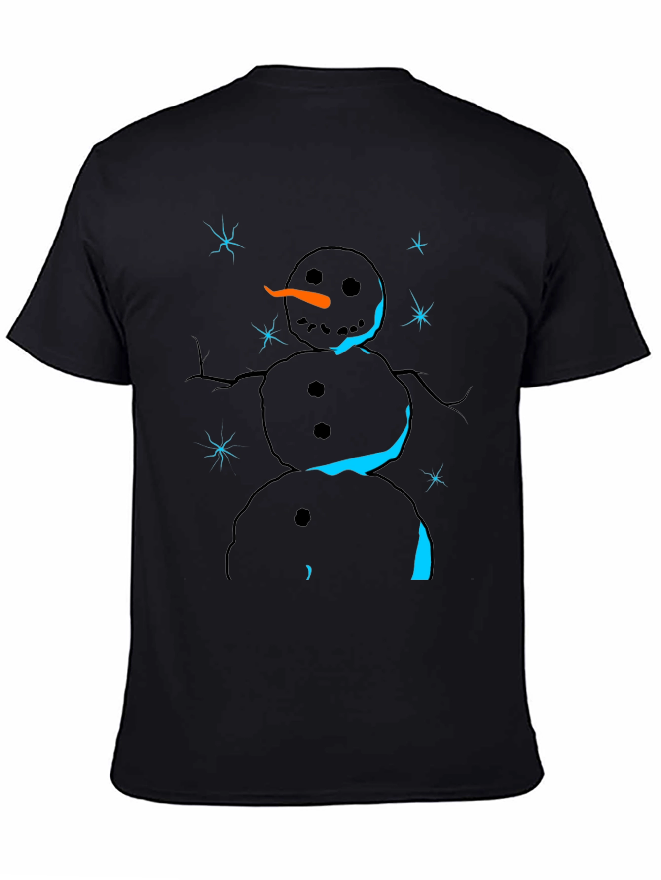 Snowman Graphic Tee - Black Cotton Holiday T-Shirt