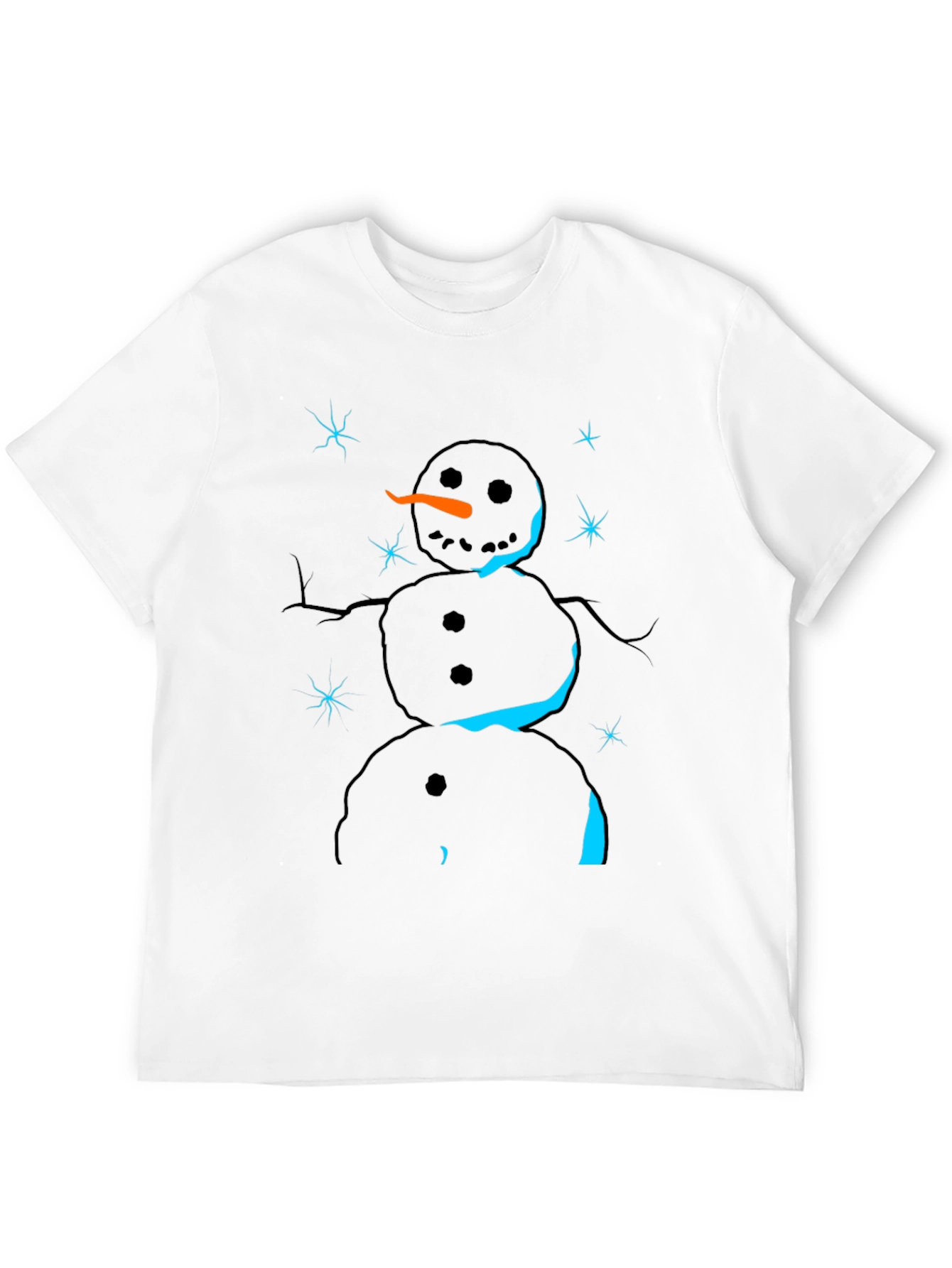 Snowman Graphic Tee - Black Cotton Holiday T-Shirt