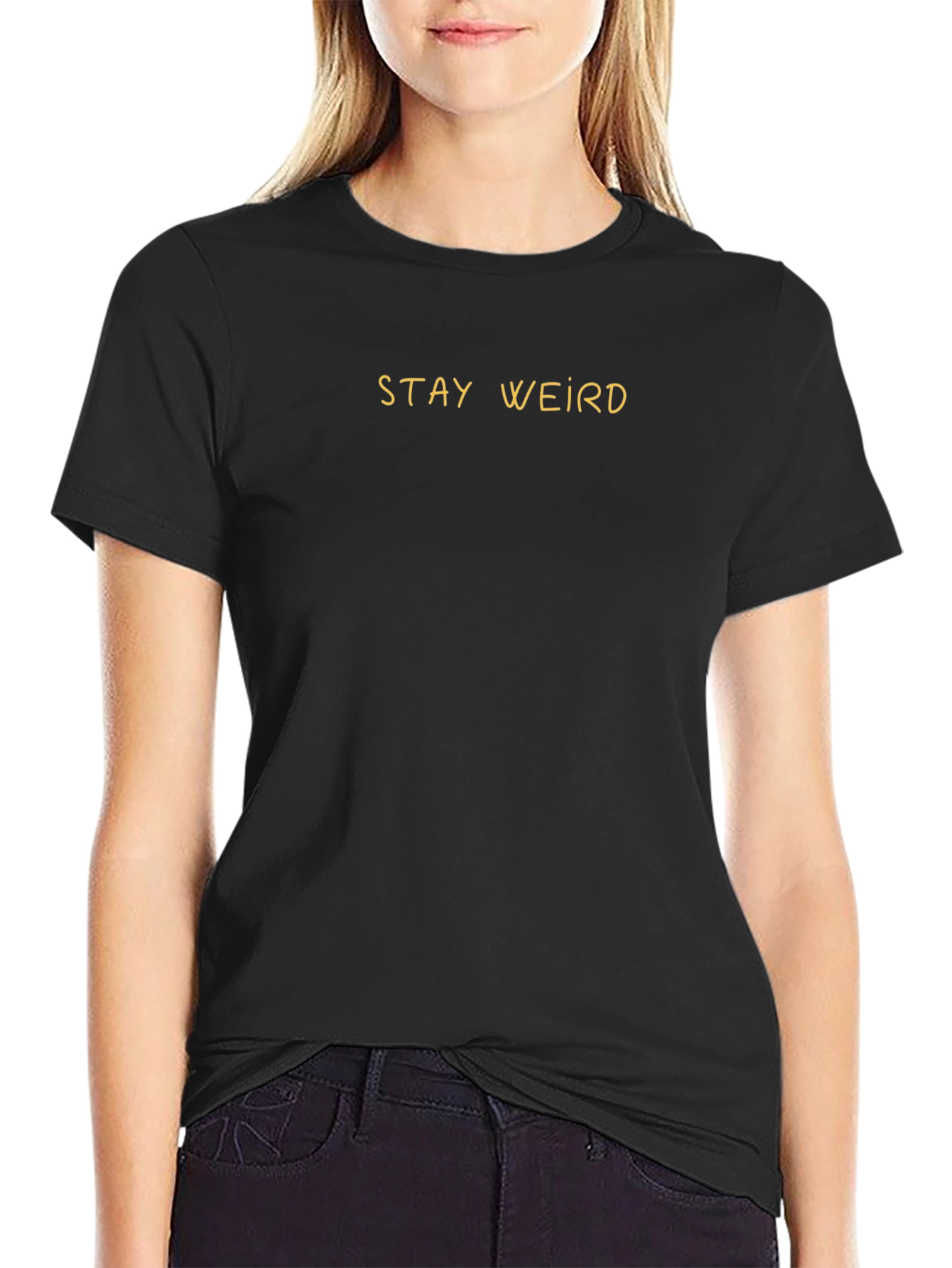 Stay Weird Black Graphic Tee Shirt