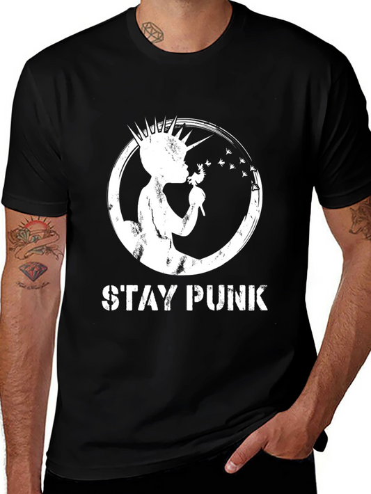 Stay Punk Black Graphic T-Shirt