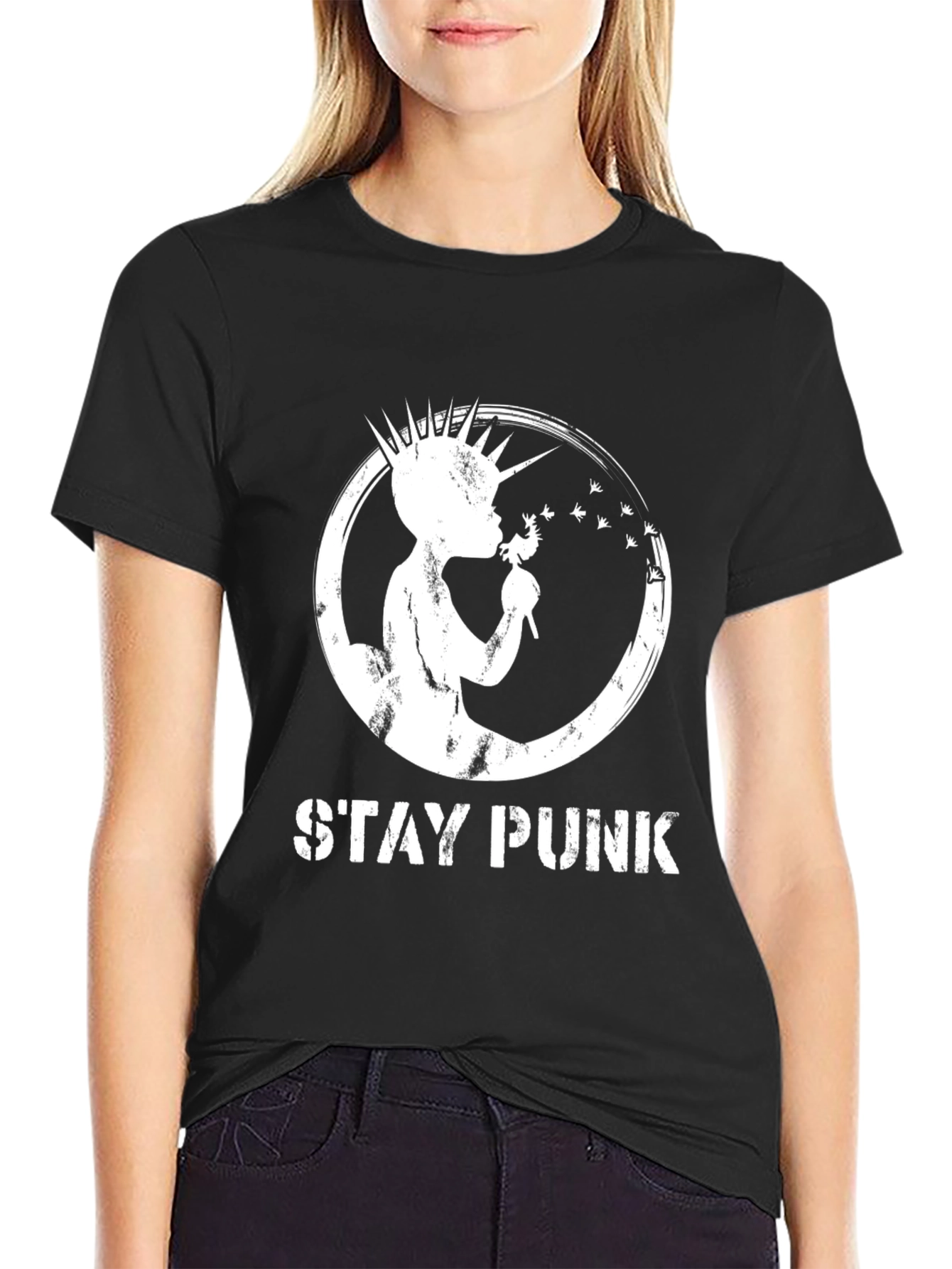 Stay Punk Black Graphic T-Shirt