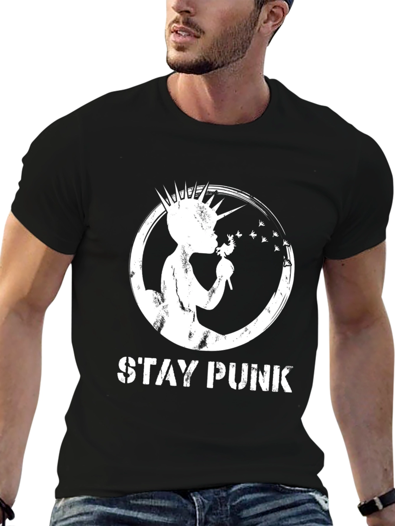 Stay Punk Black Graphic T-Shirt