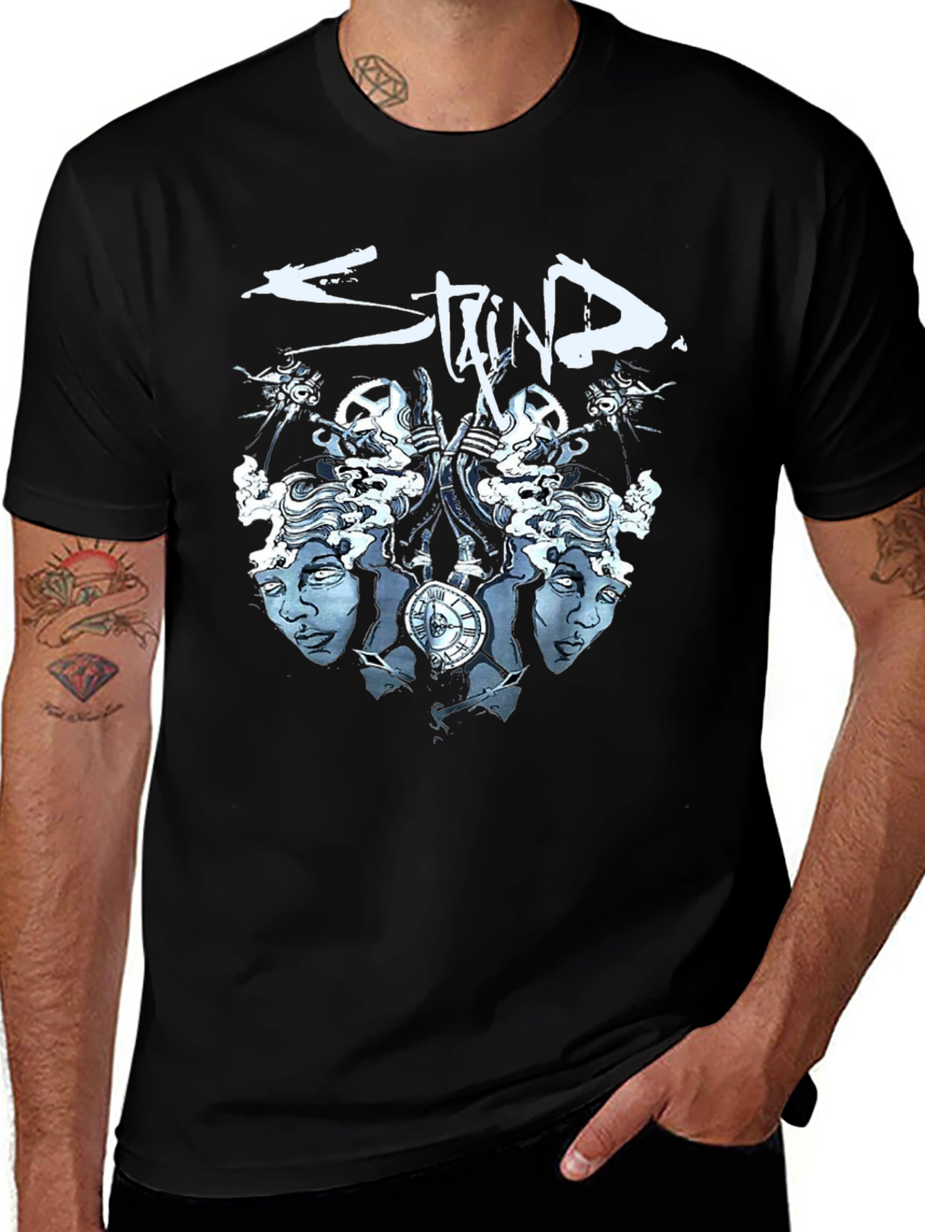 Staind Band Graphic T-Shirt - Black Cotton Blend