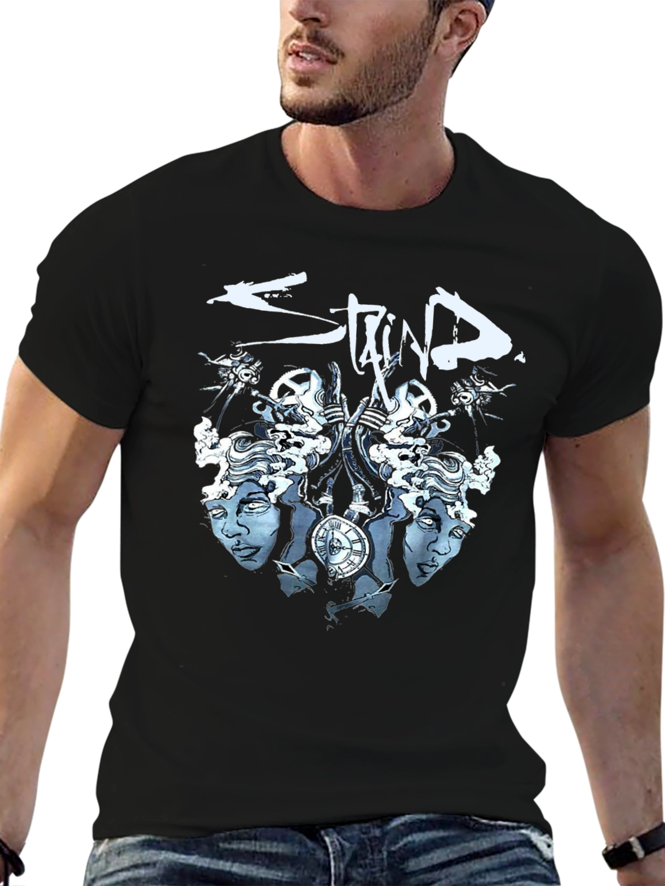 Staind Band Graphic T-Shirt - Black Cotton Blend