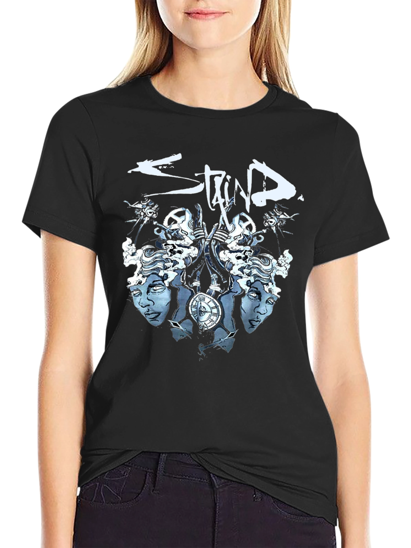 Staind Band Graphic T-Shirt - Black Cotton Blend