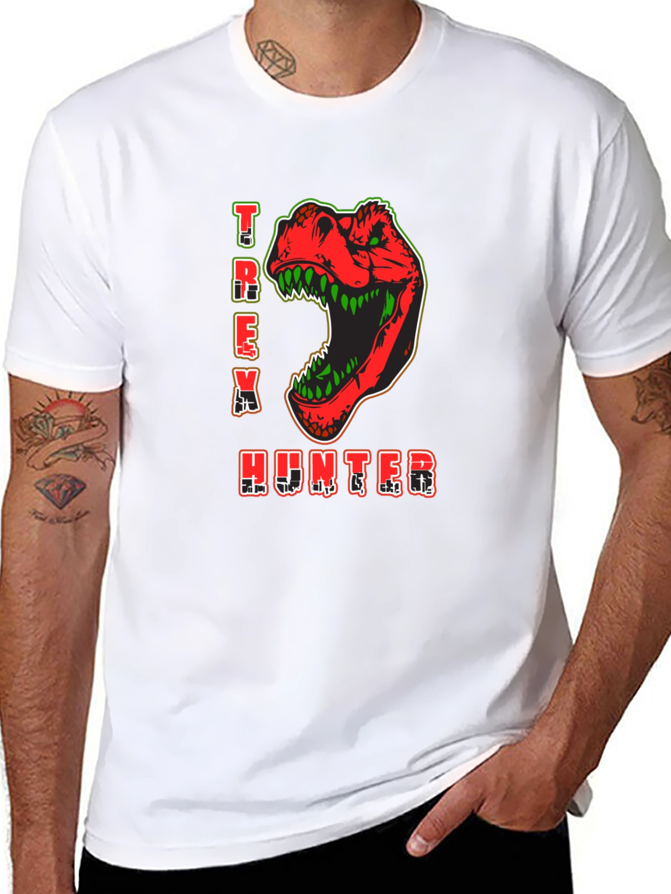 T-Rex Hunter Graphic Print T-Shirt
