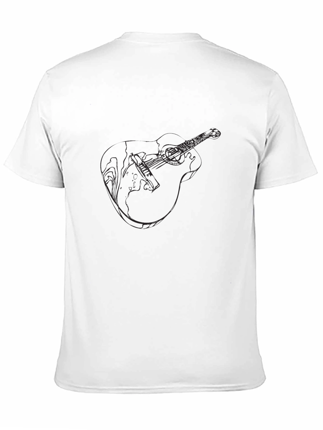 Acoustic Guitar Line Art Black T-Shirt