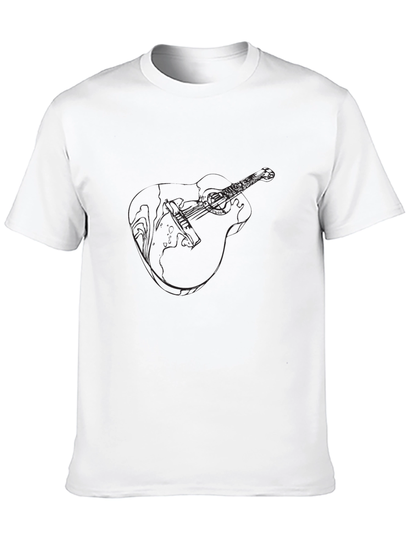 Acoustic Guitar Line Art Black T-Shirt