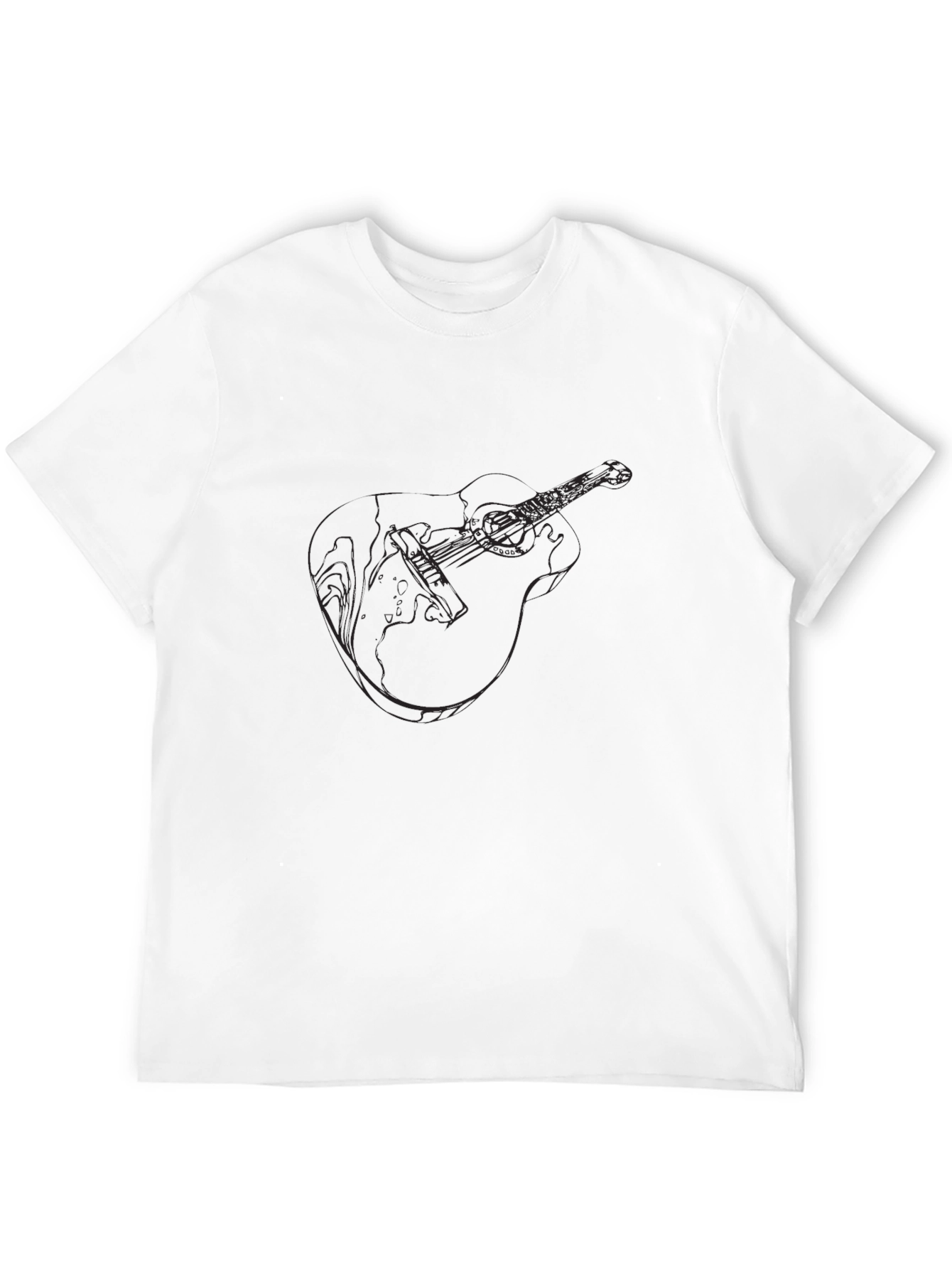 Acoustic Guitar Line Art Black T-Shirt