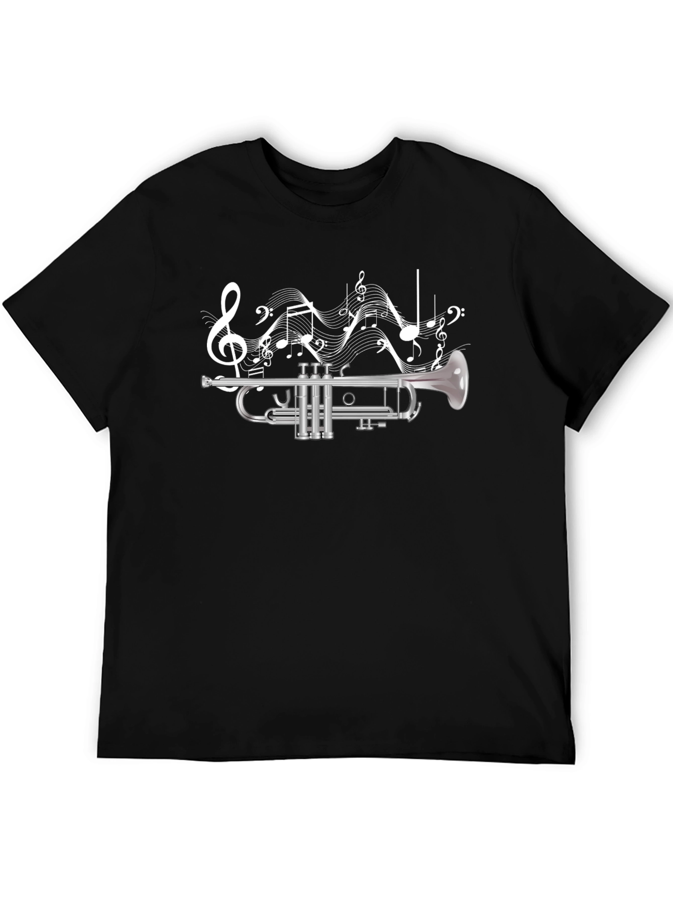 Trumpet & Music Notes Graphic T-Shirt