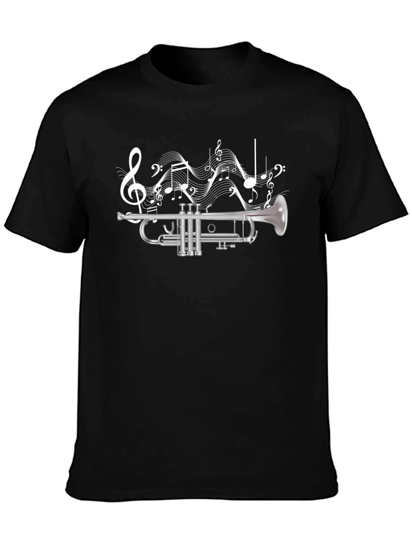 Trumpet & Music Notes Graphic T-Shirt