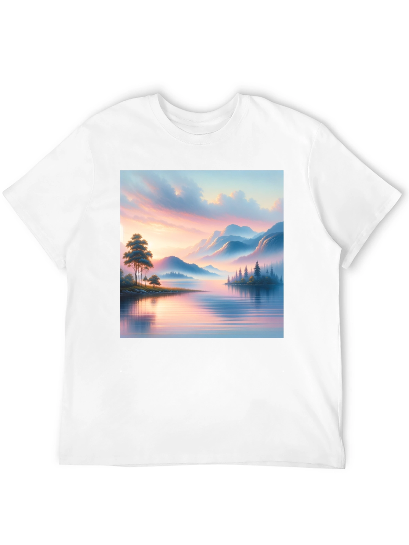 Scenic Lake View Graphic Tee - Black