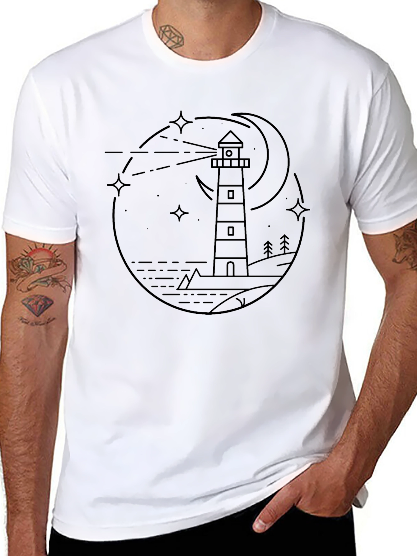 Lighthouse at Night Graphic Tee
