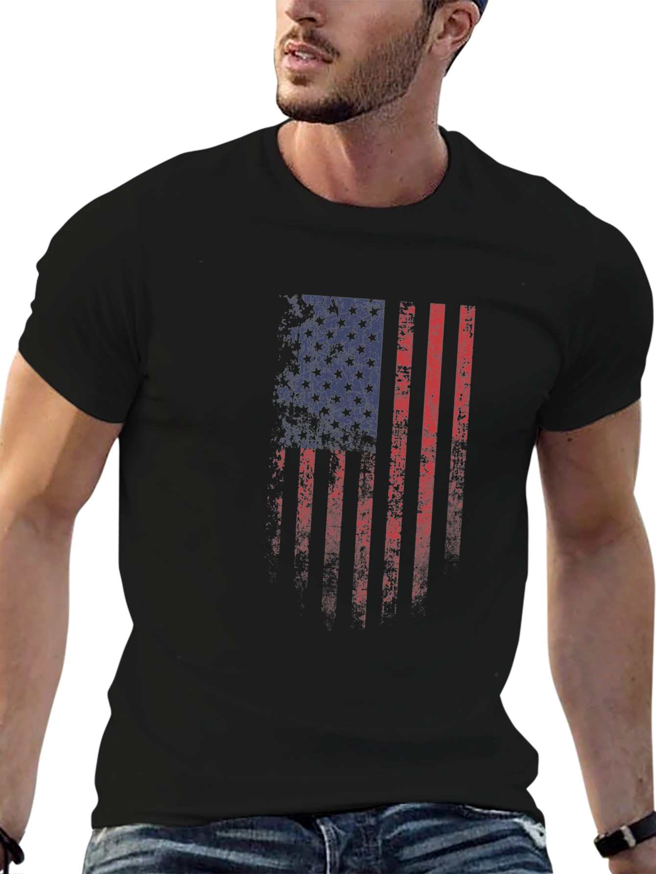 Distressed American Flag Graphic T-Shirt