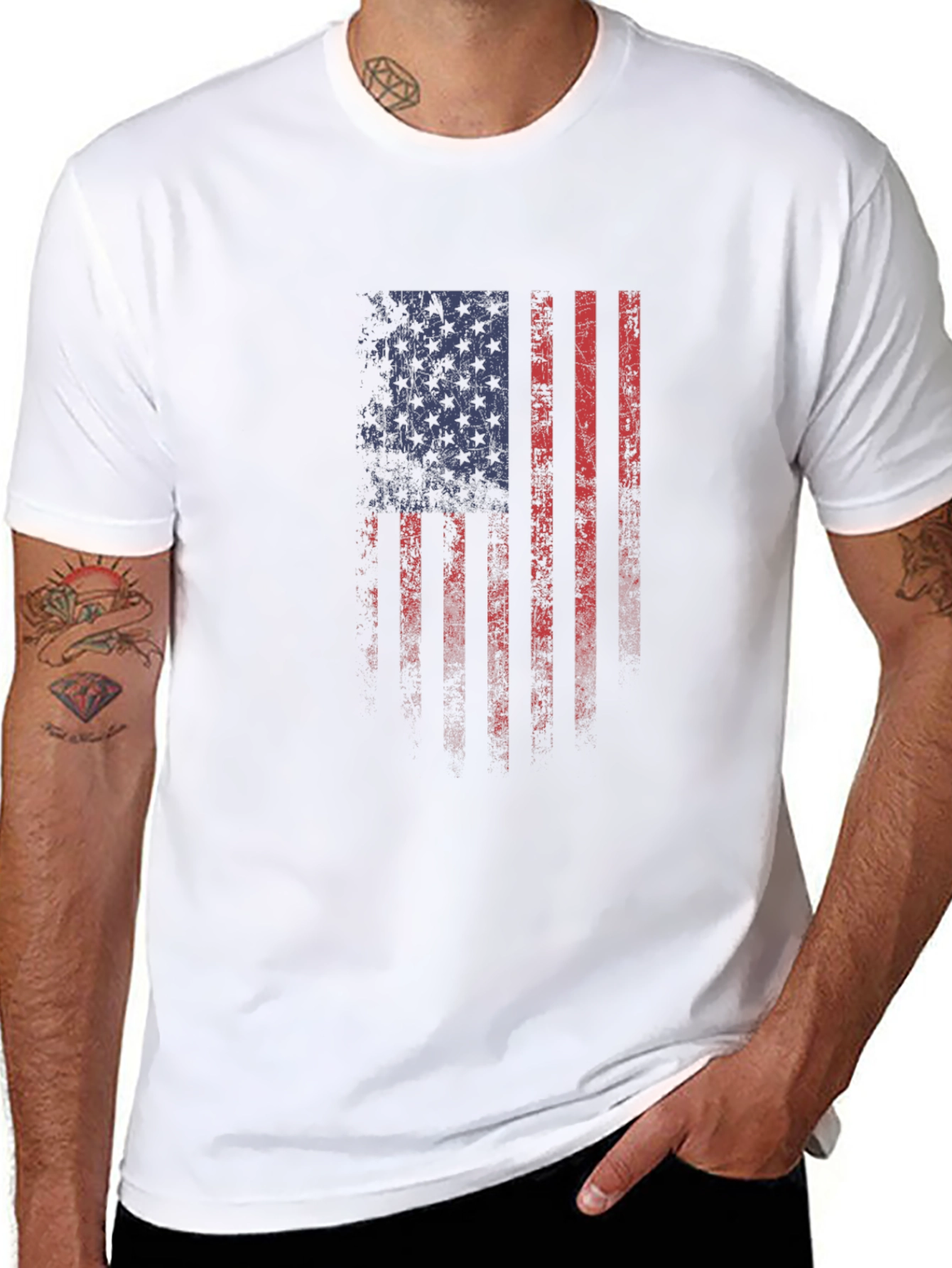 Distressed American Flag Graphic T-Shirt