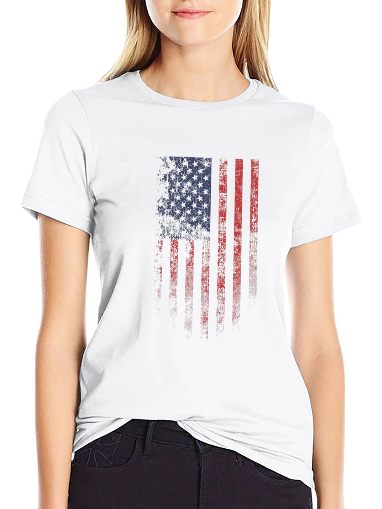 Distressed American Flag Graphic T-Shirt