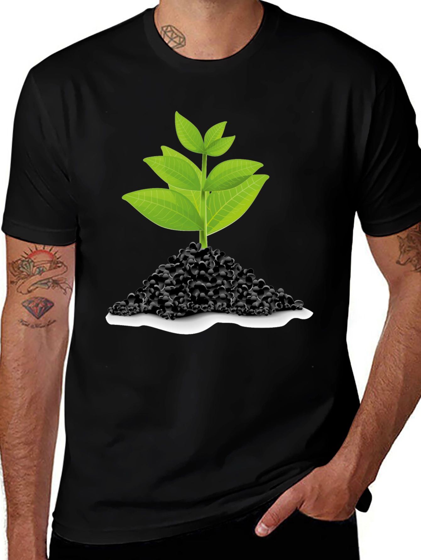 Green Sprout T-Shirt - Black
