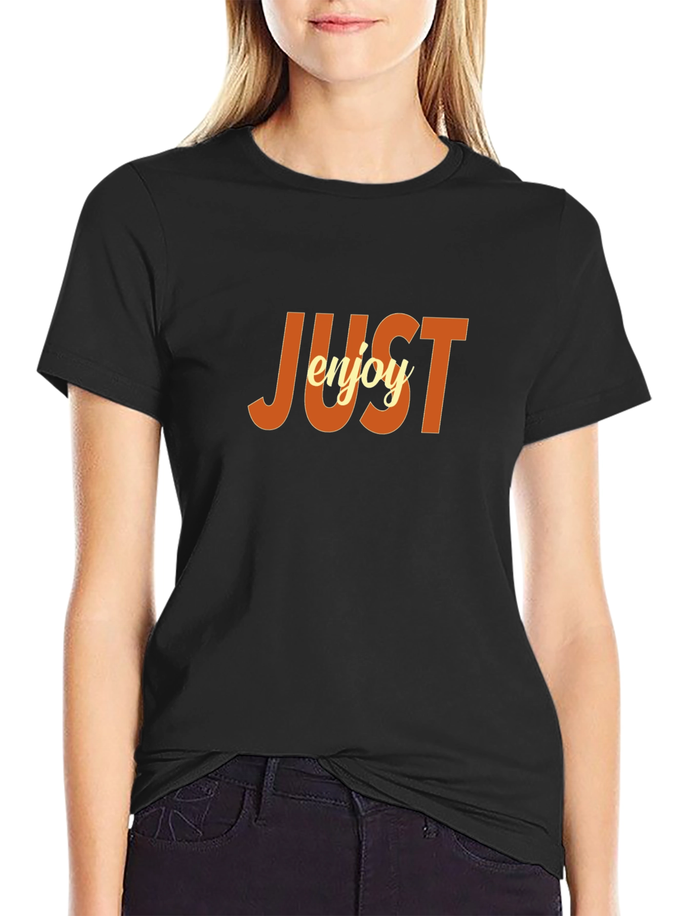 Just Enjoy Graphic Tee - Comfortable Black T-Shirt