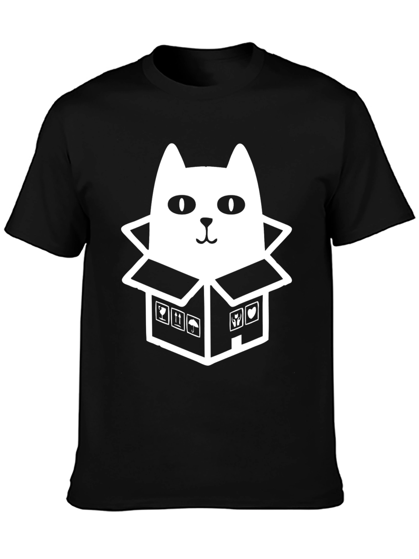 Cat in a Box Graphic Tee - Black