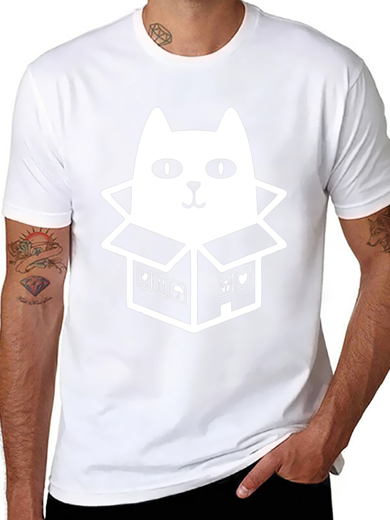 Cat in a Box Graphic Tee - Black