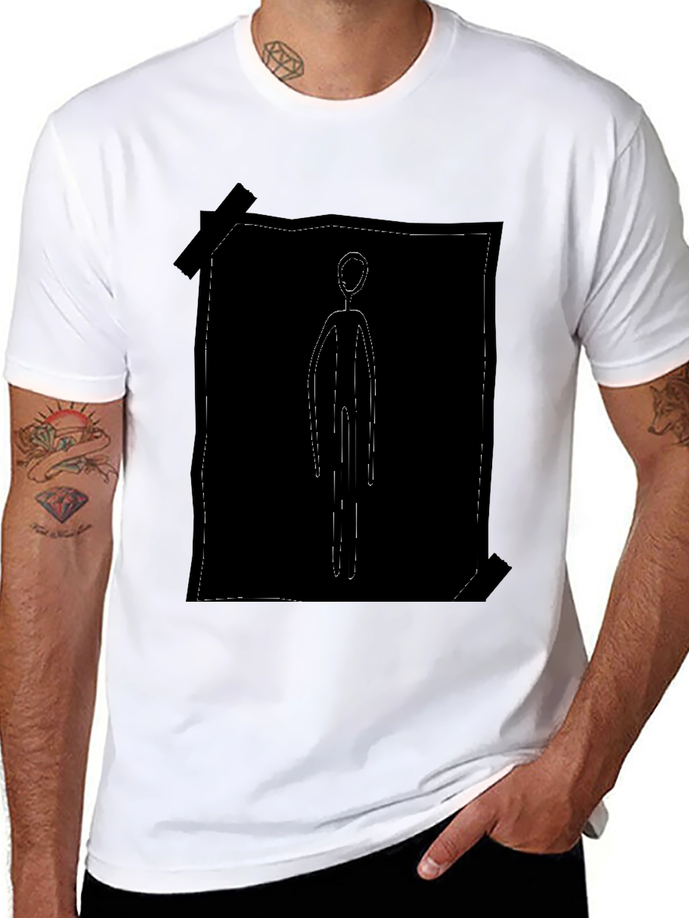 Abstract Stick Figure Black Tee