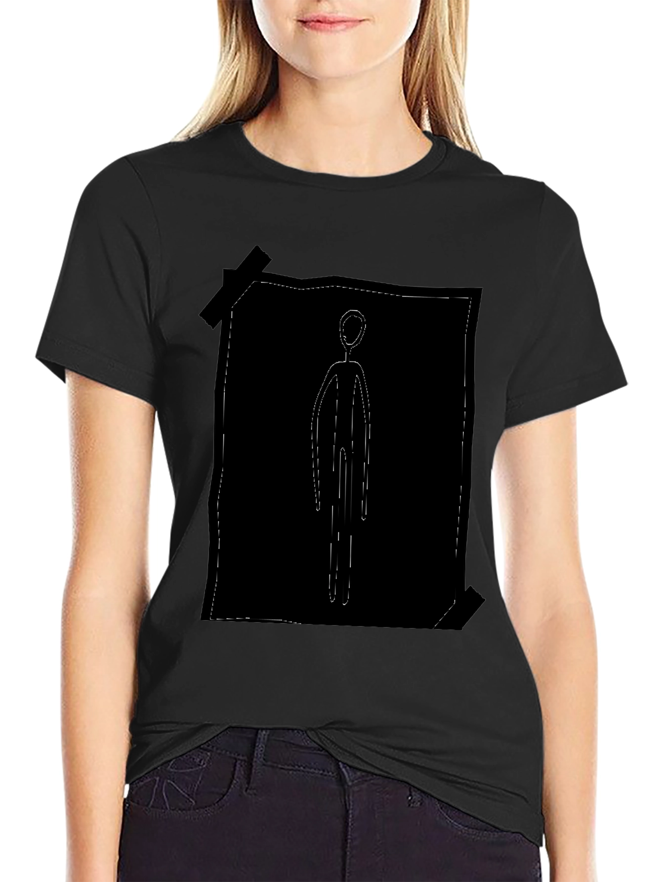Abstract Stick Figure Black Tee