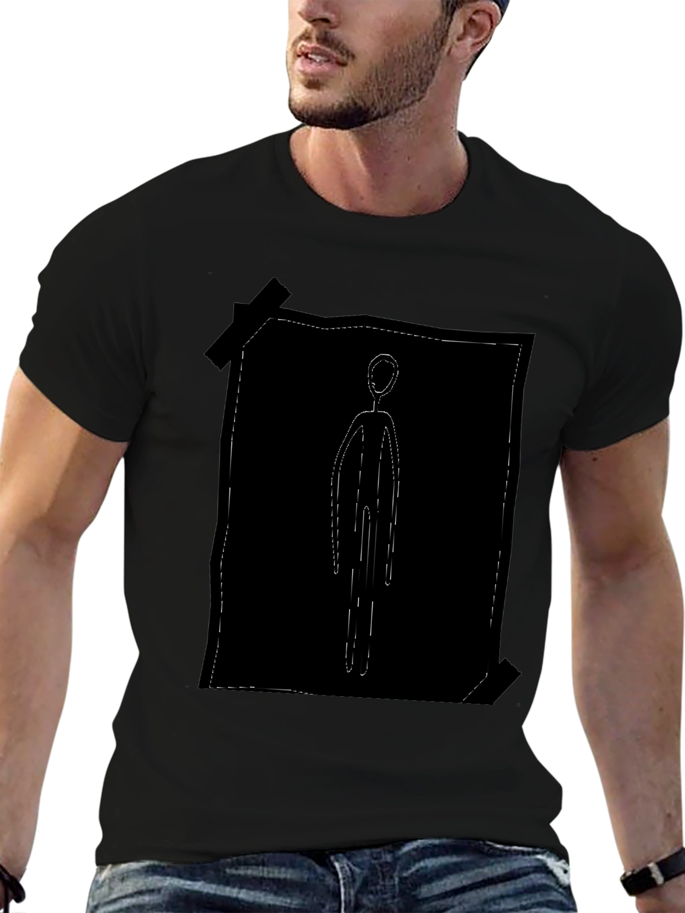 Abstract Stick Figure Black Tee