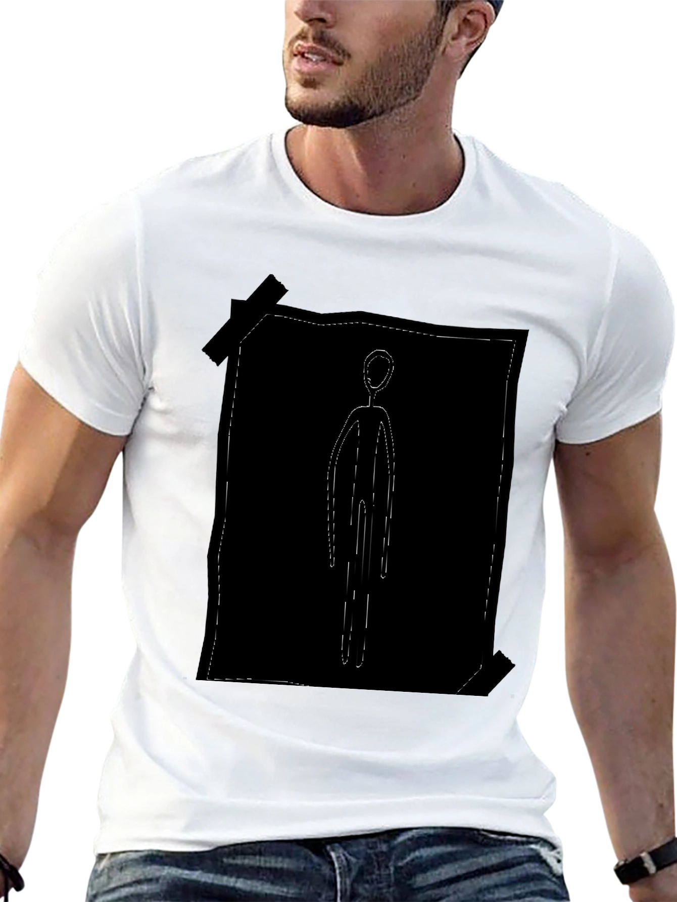 Abstract Stick Figure Black Tee