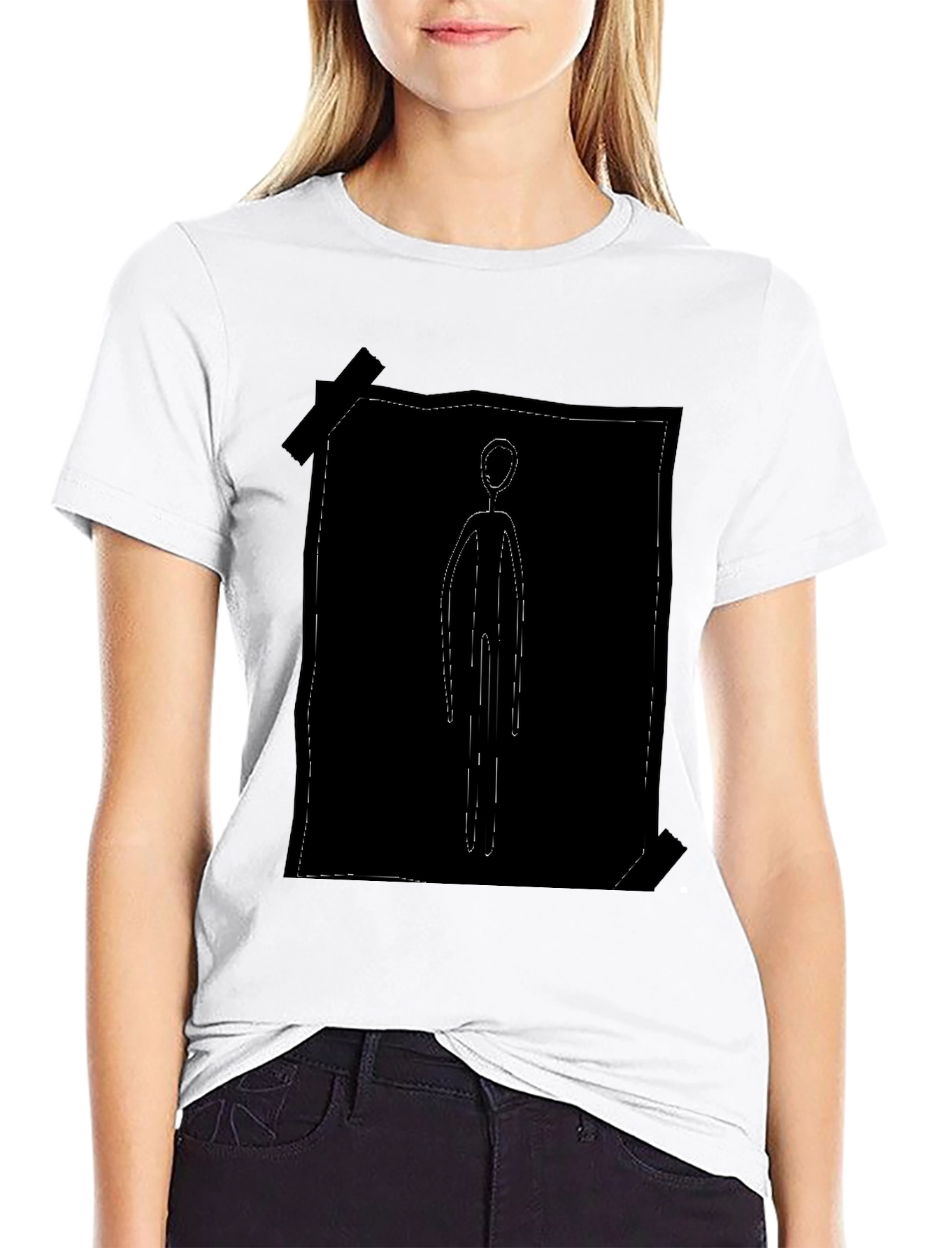 Abstract Stick Figure Black Tee