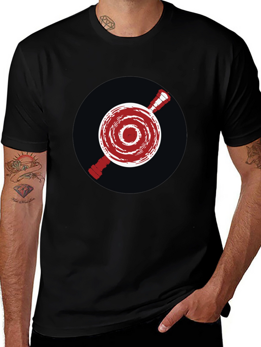 Unique Red Emblem Graphic Print Black T-Shirt