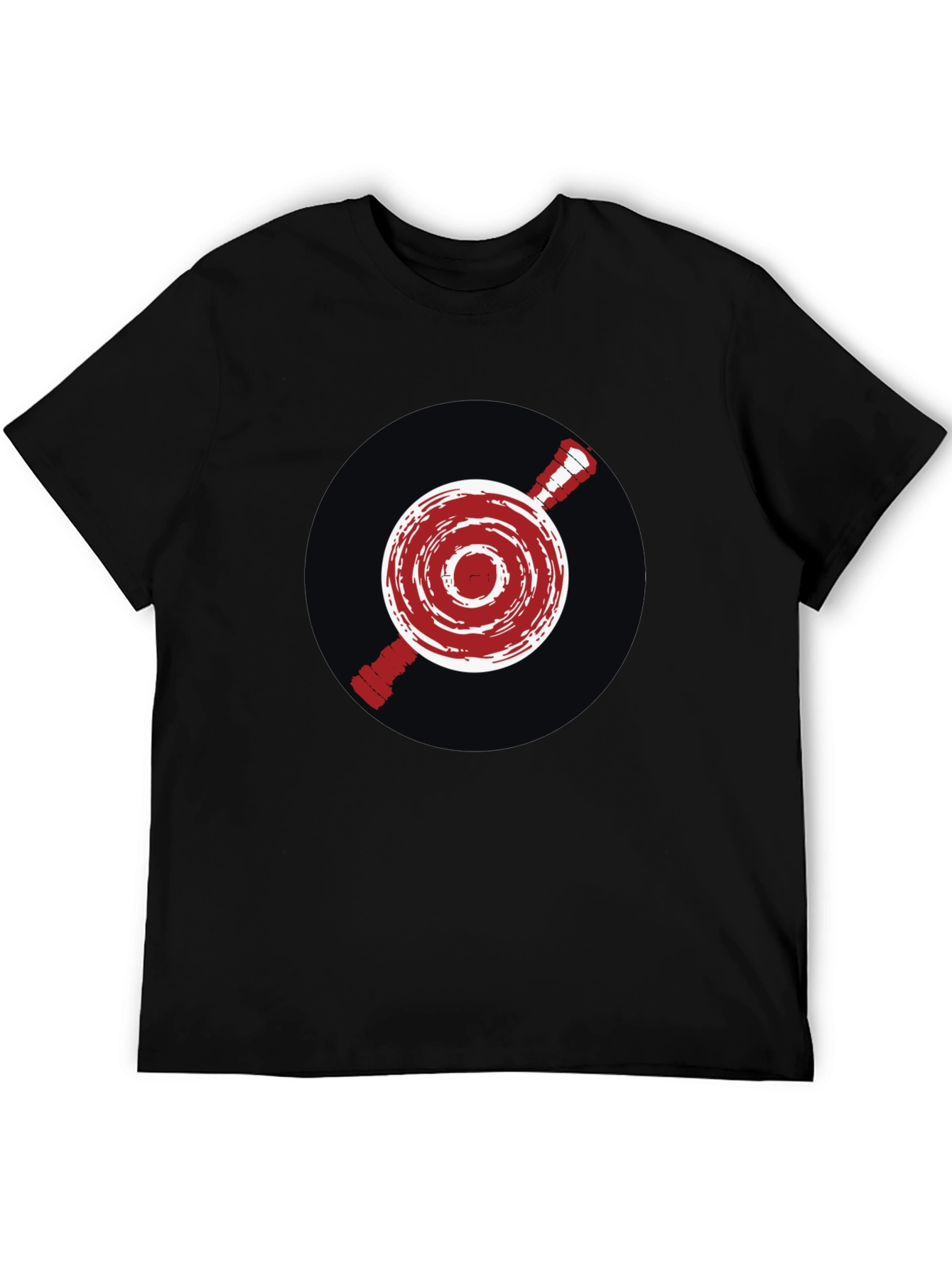 Unique Red Emblem Graphic Print Black T-Shirt