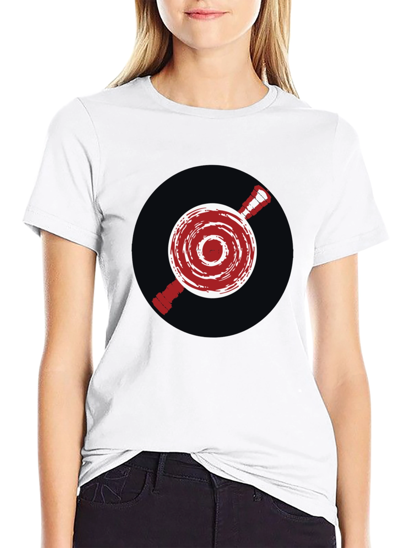 Unique Red Emblem Graphic Print Black T-Shirt