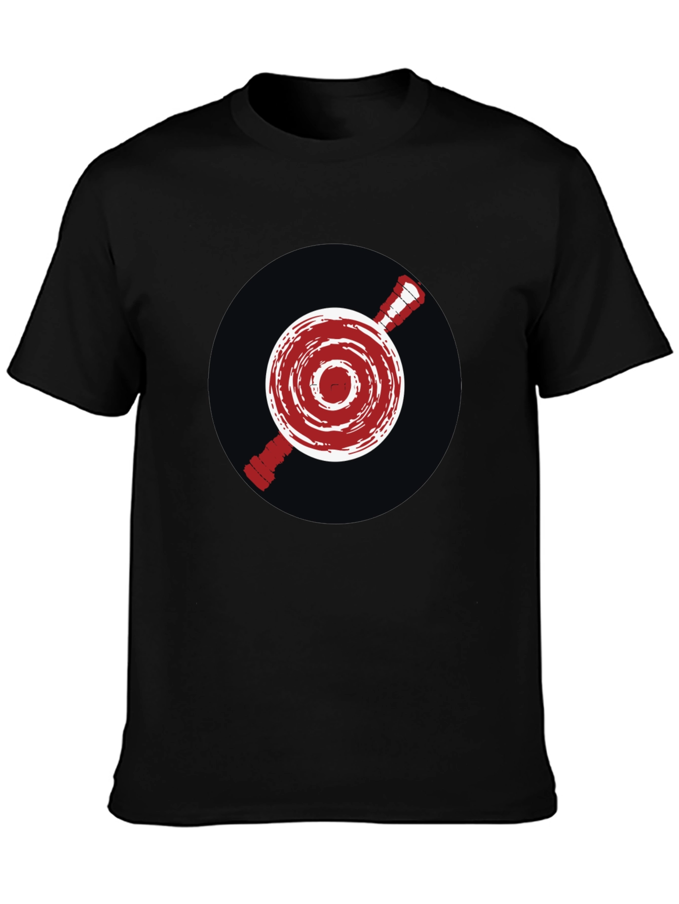 Unique Red Emblem Graphic Print Black T-Shirt