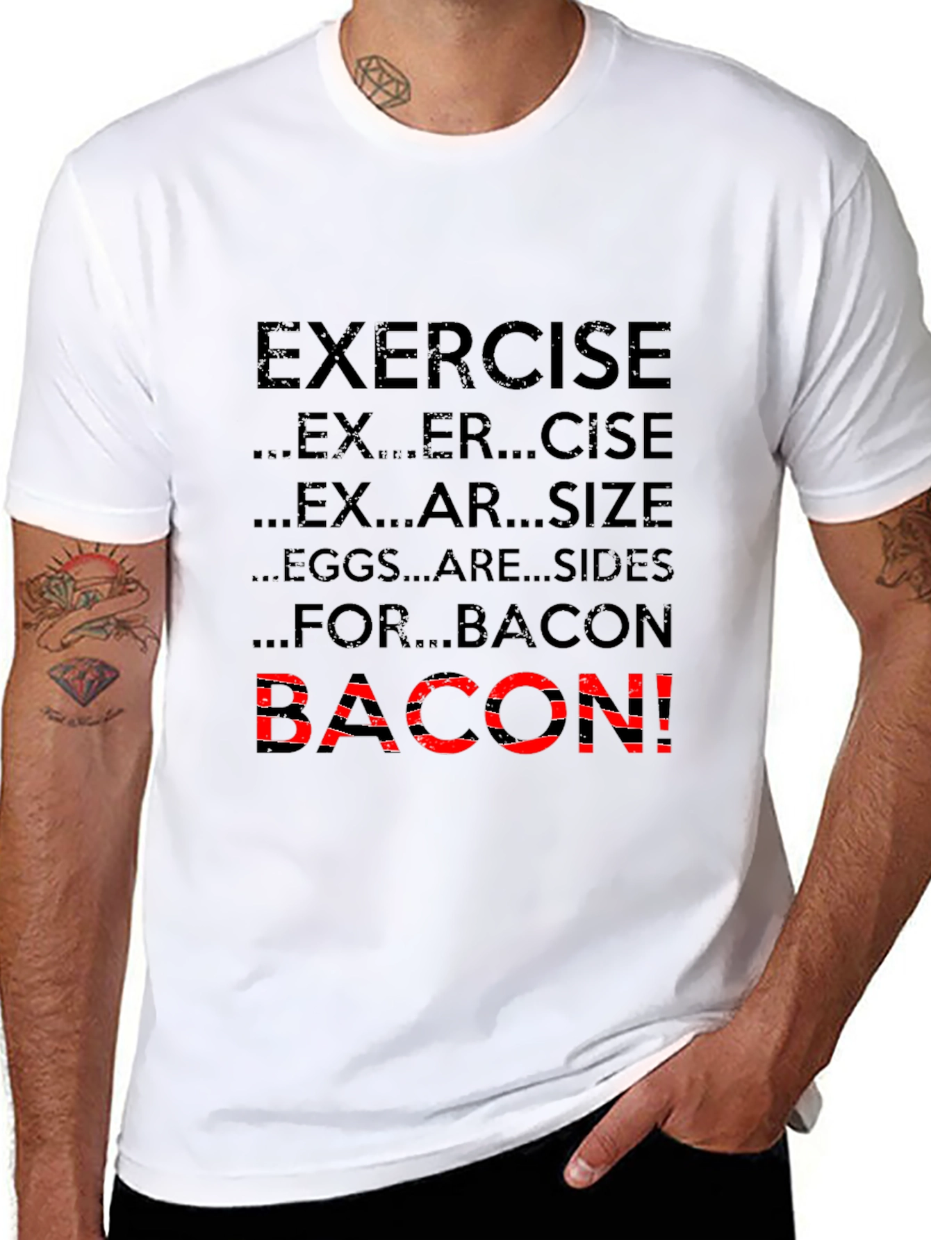 Exercise Bacon T-Shirt Funny Foodie Tee