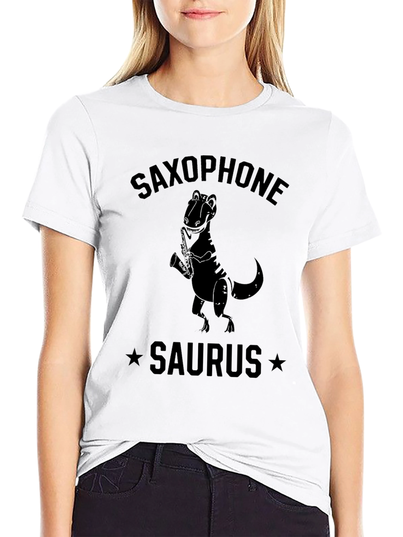 Saxophone Saurus T-Shirt: Playful Dino Design