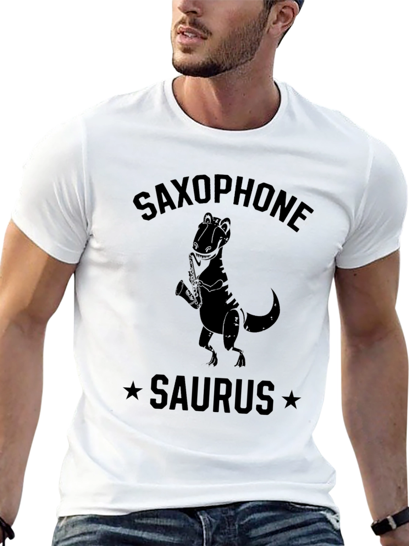 Saxophone Saurus T-Shirt: Playful Dino Design