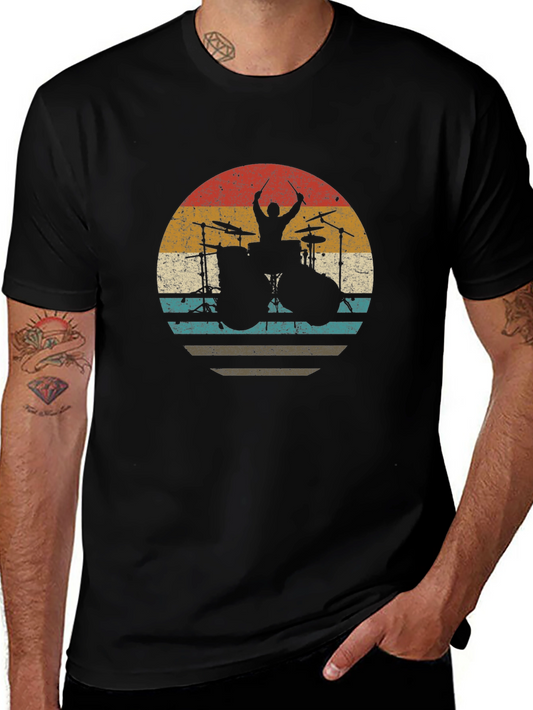 Retro Drummer T-Shirt - Vintage Style Music Tee